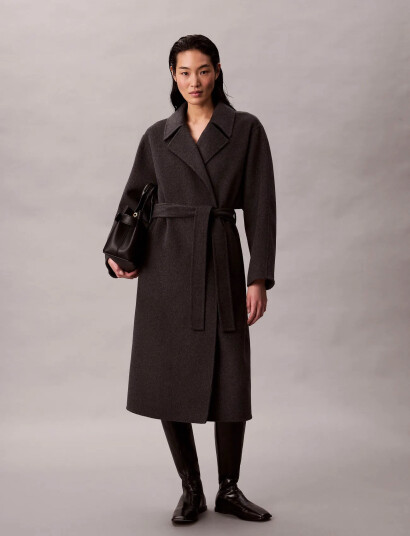 Calvin Klein Hero Trench Coat Dbl Face Wool Grey S Calvin Klein Hero Trench Coat Dbl Face Wool Grey S