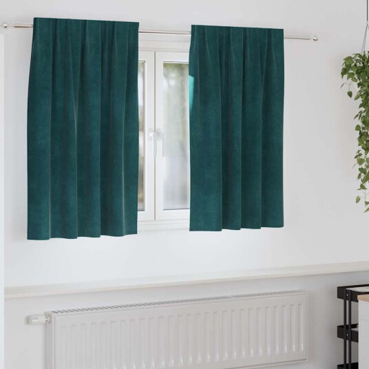 Gardiner med gardiner 2 pcs Mørkegrønn 140 x 140 cm Fløyel