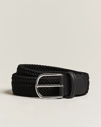 Anderson's Stretch Woven 3,5 cm Belt Black Anderson's Stretch Woven 3,5 cm Belt Black