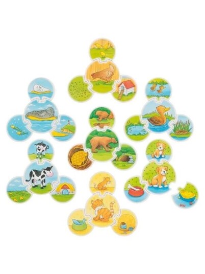 Goki Wooden Puzzle Game Animals 28 pieces. Tre