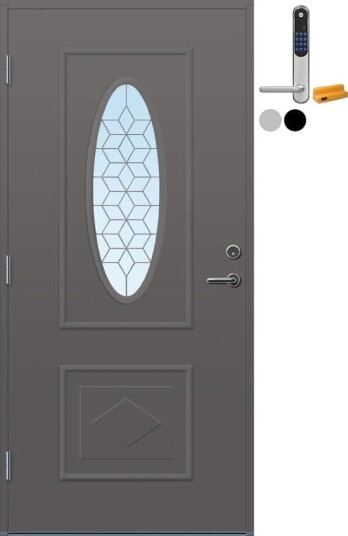 Ytterdør Bygg1 Fana Klart Blyglass med Yale Doorman Classic Home