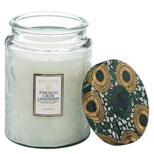 Voluspa Large Glass Jar Candle French Cade & Lavender 455g Voluspa Large Glass Jar Candle French Cade & Lavender 455g