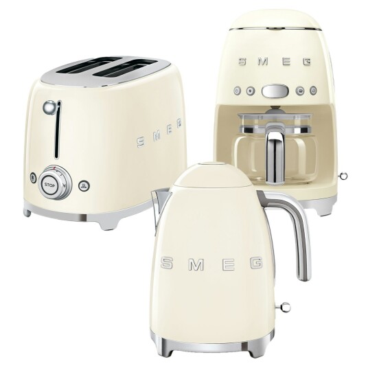 Smeg Frokostsett Brødrister + Vannkoker + Kaffetrakter Creme Smeg Frokostsett Brødrister + Vannkoker + Kaffetrakter Creme