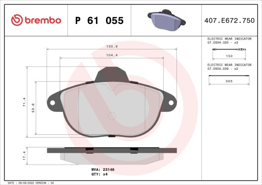 Bremseklosser BREMBO P 61 055
