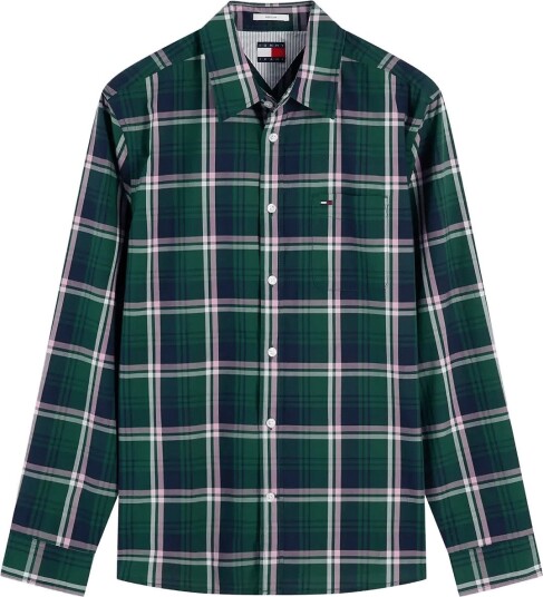 Tommy Jeans Tjm Reg Poplin Pattern Shirt Green M