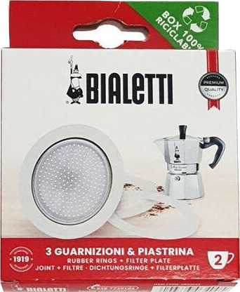 Bialetti - Mokka express 2k 3 stk pakninger og filterplate Bialetti - Mokka express 2k 3 stk pakninger og filterplate