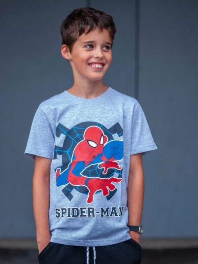 Spider-Man T-skjorte Web Grå - 128 / 8 år - Barn - Gutt/Jente - 100% bomull
