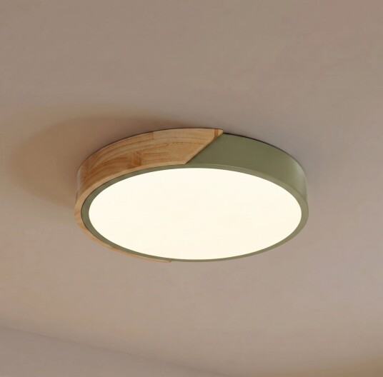 Lynorri LED taklampe Ø 31 cm grønn treimitasjon – PRIOS   Stue   Moderne   Plast   Rund