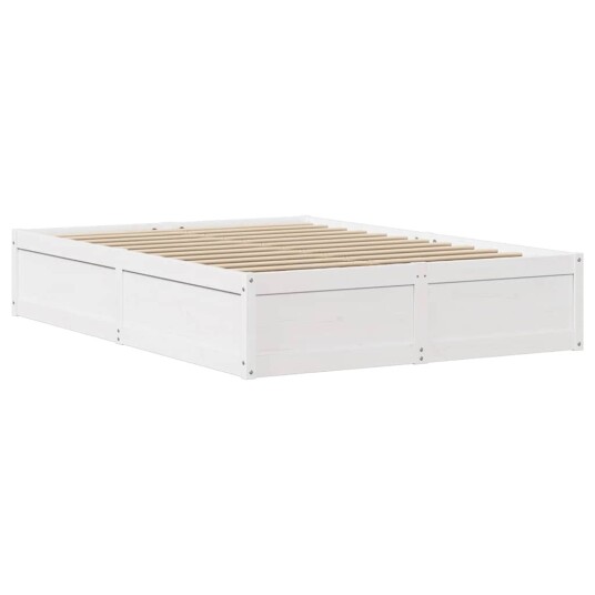 Sengeramme med hodegavl hvit 135x190 cm heltre furu 3306358