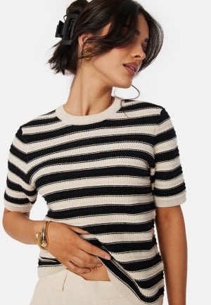 SELECTED FEMME Slfdora SS knit O-Neck Birch Stripes:Black XL SELECTED FEMME Slfdora SS knit O-Neck Birch Stripes:Black XL