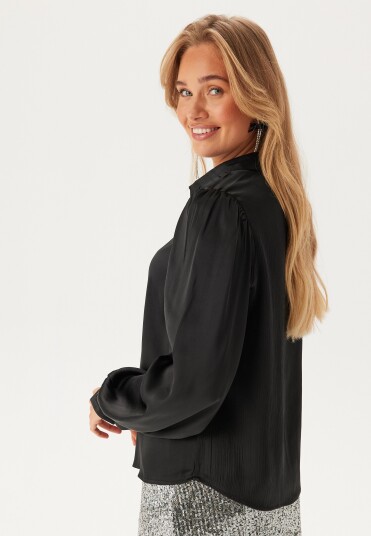BUBBLEROOM Puff Sleeve Structured Shirt Black 42