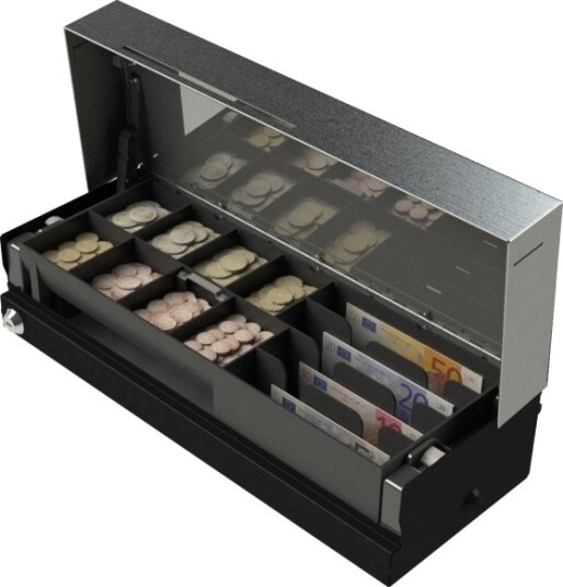 Apg 460Mod03 Flip Lid Elektronisk Kassaskuff Svart