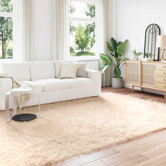 Faux Skinnmatte Tafalla Beige 200 x 280 cm Polyester