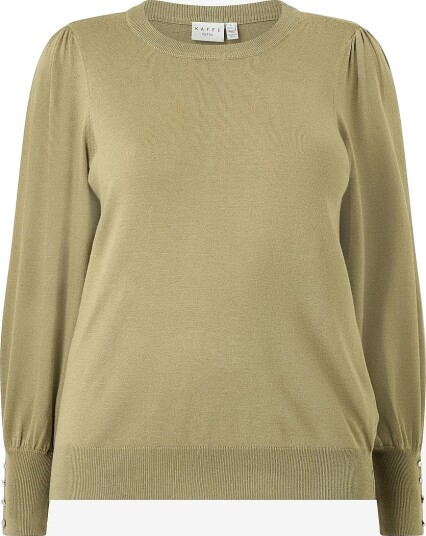 KAFFE Curve Genser KClizzy Round Neck Pullover Buttons Grønn