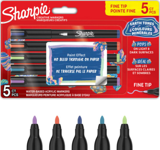 Sharpie Creative Marker Akryltusjer Fin Spiss Jordfarger 5 Stk