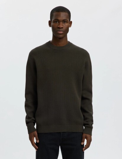 Selected Slmdane Ls Knit Structure Crew Neck Noos Khaki green XXL Selected Slmdane Ls Knit Structure Crew Neck Noos Khaki green XXL