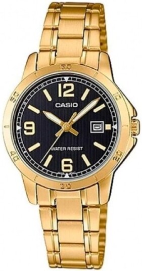 Casio Dameklokke LTP V004G 1BUDF Classic Sort/Gulltonet stål Ø35 mm