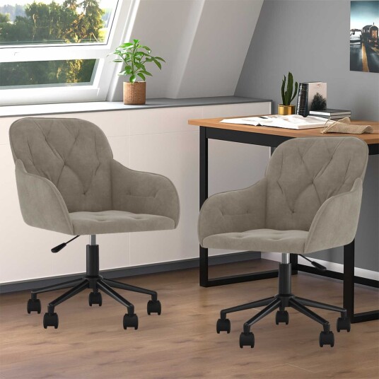 vidaXL Spisestuestol 2 stk. Fløyel 55 x 59,5 x 77 cm Lysegrå vidaXL Spisestuestol 2 stk. Fløyel 55 x 59,5 x 77 cm Lysegrå