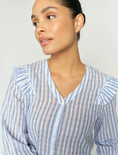 MOS MOSH Mmdebby Stripe Shirt   Blue   S