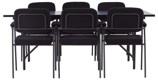 Venture Design Astrid & Yesterday spisegruppe Svart/svart 6 stoler & bord 200 x 90 cm