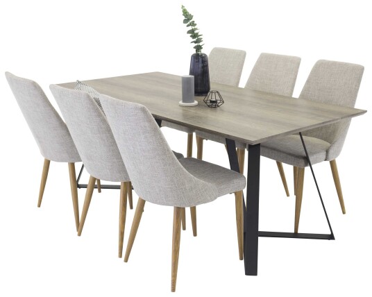 Venture Design Marina & Leone spisegruppe Grå/grå 6 st stoler & bord 180 x 90 cm