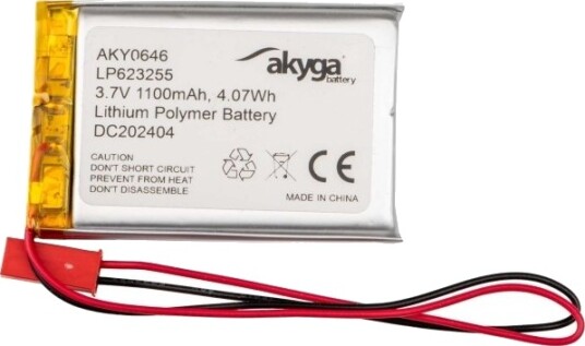 Akyga Aky0646 Batteri Sølv Lithium-Ion Li-Ion 1100 Mah 3,7 V 32 Mm AKY0646