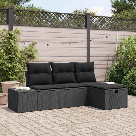 vidaXL Sofa sett 4 stk. polyrotting