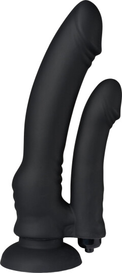 Willie City Realistisk Vibrerende Dobbeldildo 19,4 cm - Svart - Svart