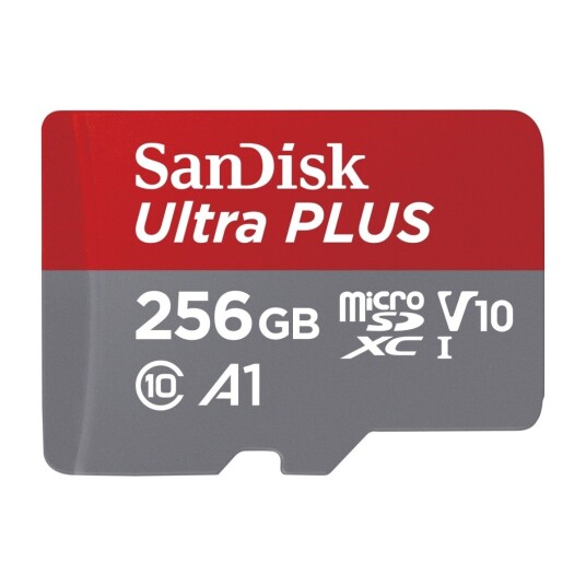SANDISK MICROSDXC ULTRA+ MINNEKORT 256 GB A1 C10 V10