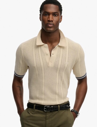 Superdry Knitted Texture S/S Polo Beige XL