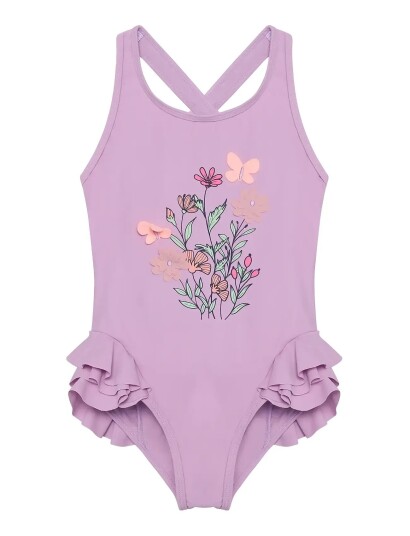 Color Kids Swimsuit W. Application Purple 98