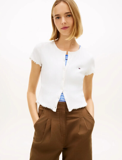 Tommy Jeans Tjw Ss Rib Top Im   White   M