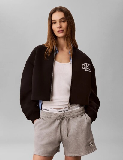 Calvin Klein Jeans Cropped Sporty Scuba Bomber Black XXS