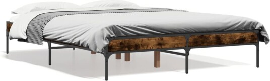 Sengeramme røkt eik 120x190 cm konstruert tre og metall 8721012985742