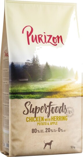 Purizon Superfoods kylling med sild poteter og epler   Sparepakke: 2 x 12 kg