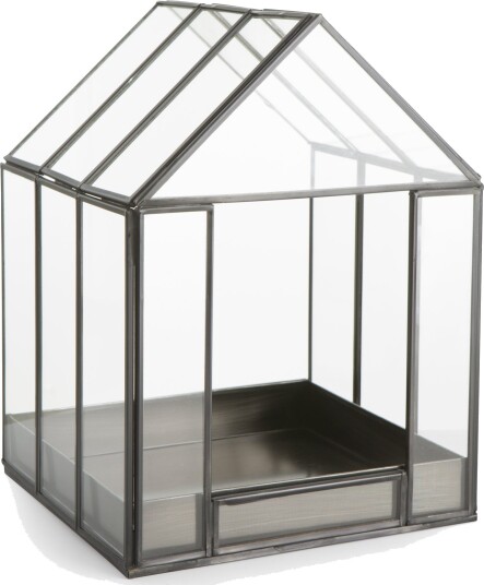 Dekorhus i glass og metall H:26 B:19