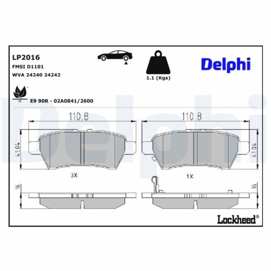 Bremseklosser DELPHI LP2016