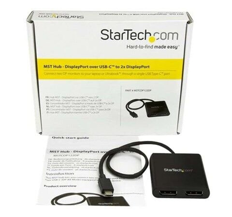 StarTech USB-C til DisplayPort 2-Port MST Hub - 4K 30Hz Sort