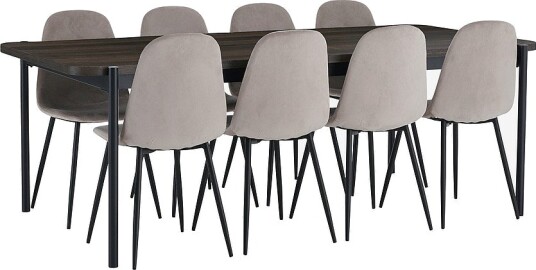 Ellos Home Spisegruppe Gilda med 1 bord og 8 stoler Beige