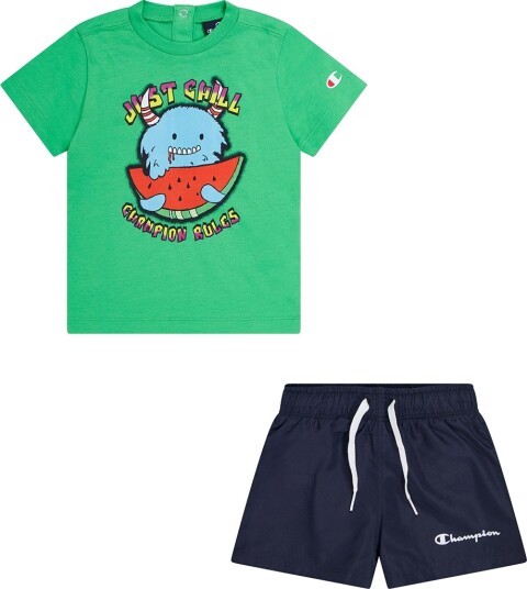 Champion Shorts Sett T skjorte/Badshorts Gift Green Champion 68 Shorts Blå Grønn 62
