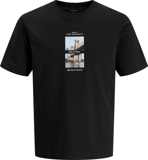 Jack & Jones Jorfrederiksberg Photo Tee Ss Cn Fst BLACK XS