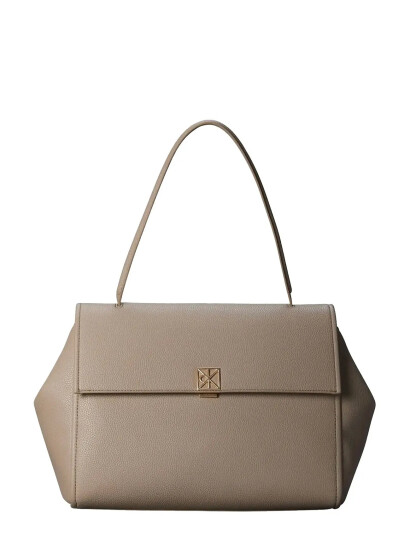 Calvin Klein Emblem Hw Pebble Satchel Beige ONE SIZE