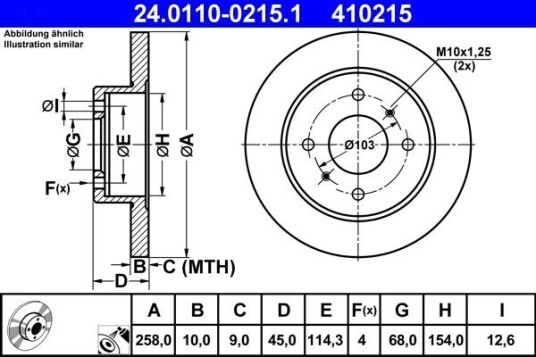 Bremseskive ATE 24.0110-0215.1