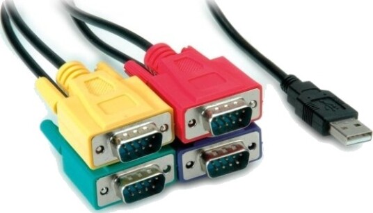 Roline 12.02.1016 Sort Blå Grønn Rød 1,8 M Usb 4X Rs-232 Hankjønn Hankjønn