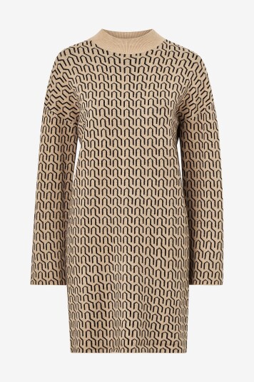 Vero Moda Kjole vmGoldneedle Art LS Short Highneck Beige Vero Moda Kjole vmGoldneedle Art LS Short Highneck Beige