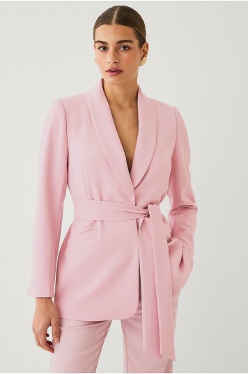 Ellos Collection   Blazer med slips og sjalkrage   Rosa