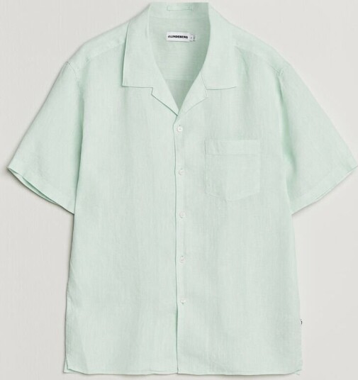 J.Lindeberg Elio Linen Short Sleeve Shirt Bay Green J.Lindeberg Elio Linen Short Sleeve Shirt Bay Green