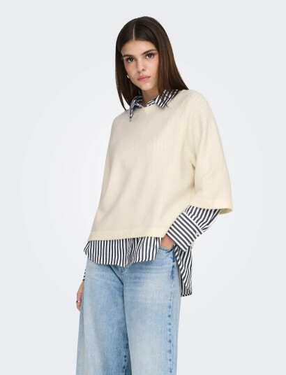 ONLY Onlsimoni 3/4 Pullover Knt Noos   Cream   XS