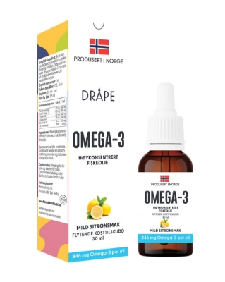 Dråpe Omega 3 dråper mild sitron 30 ml Dråpe Omega 3 dråper mild sitron 30 ml