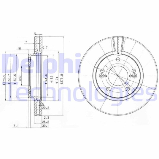 Bremseskive DELPHI BG3721 Bremseskive DELPHI BG3721